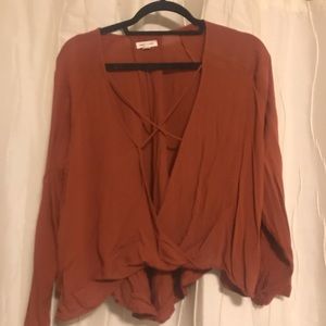 Urban outfitter cropped blouse with crisscross top